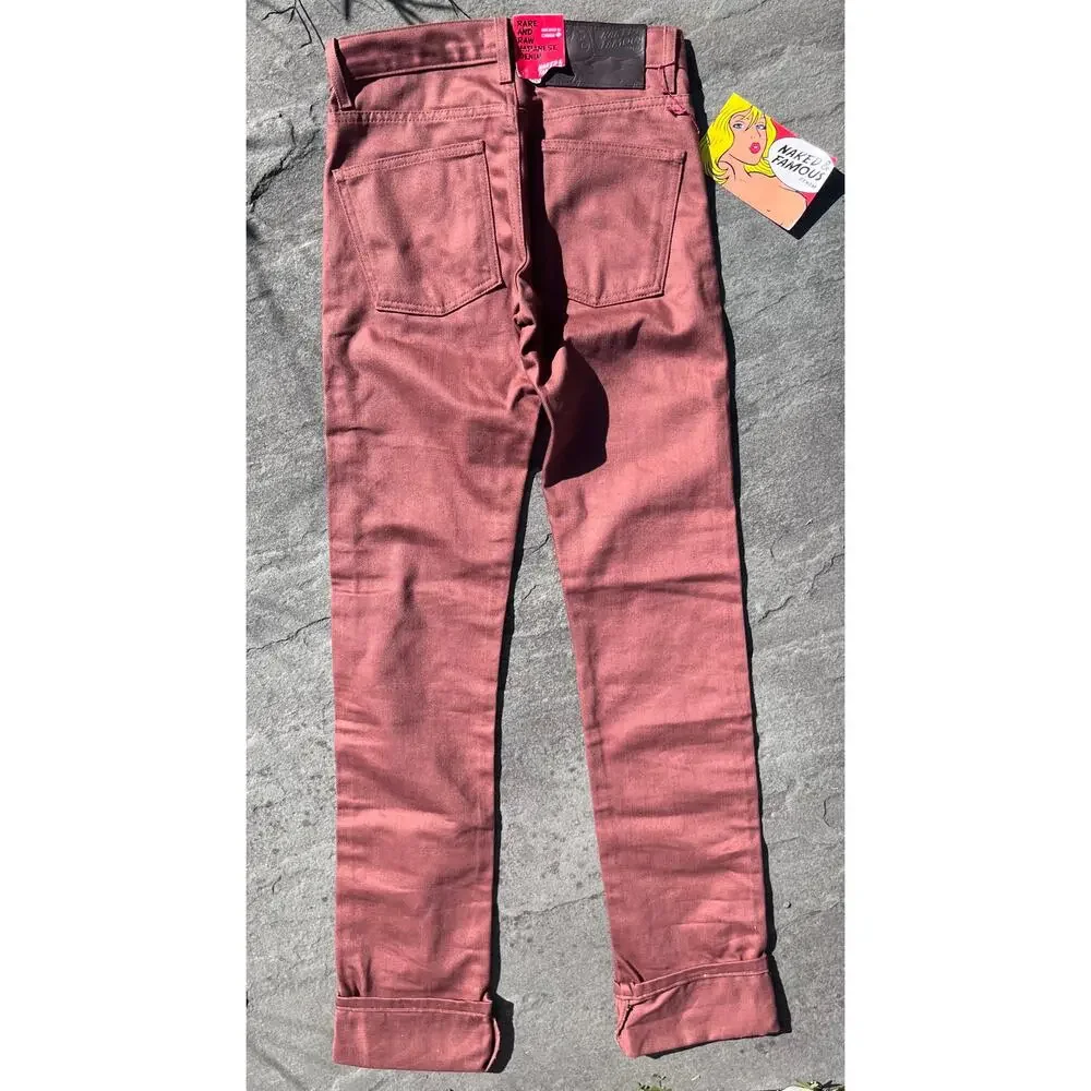 Naked & Famous Skinny Guy Rust Japanese Selvedge Chino Jeans Size 28x37 NWT